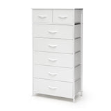 Pellebant Dresser for Bedroom with 7 Drawers, Tall Dresser Vertical Storage Tower, Sturdy Metal Frame, Fabric Storage Bins with Plastic Handle, Wooden Top, Organizer Unit for Closet/Hallway, White Pellebant