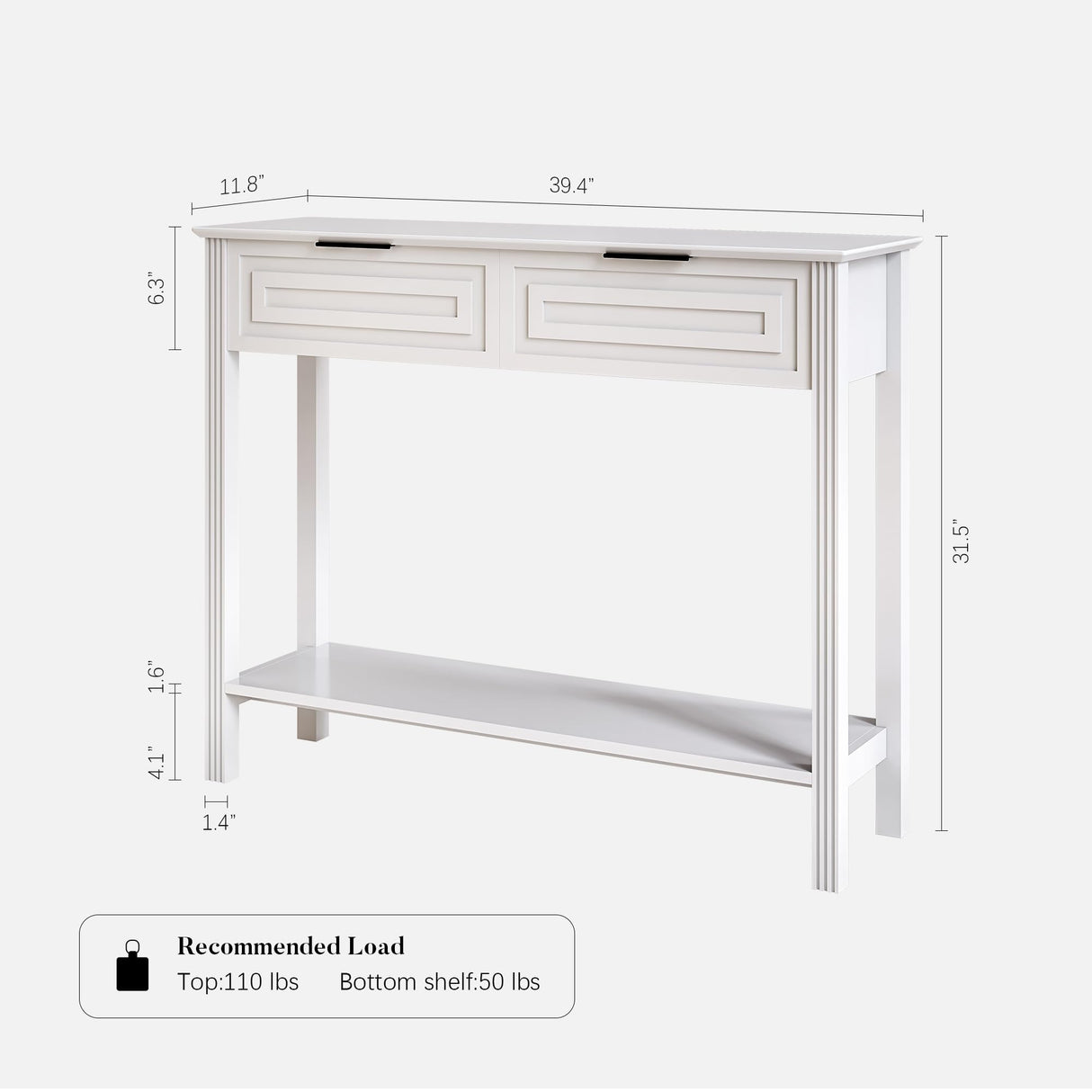 VEELOK Fluted White Console Table with Drawers, Modern Entryway Table with Storage, Sofa Table Behind Couch, Entry Table for Living Room, Hallway, Foyer VEELOK