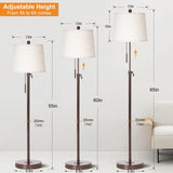 JUNNAI Modern Floor Lamp Adjustable Height Standing Lamp Tall Lamp with 3 Color Temperatures Floor Lamps for Living Room Bedroom Office Beige Shade Bulb Included-Brown JUNNAI