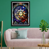 Meothan Diamond Painting Kits Moon Sun Diamond Art Kits for Adults, Stained Glass Paint with Diamond Dots Gem Art Crafts Kits for Home Wall Decor Gift (12x16inch) Meothan