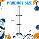 Columnar Vertical Ball Storage Racks with Wheels-NEW Durable 58x13'' Rolling Basketball Holder Wall Mount for Soccer, Volleyball, Space-Saving Garage Sports Ball Rack Organizer for Home,Gym & Outdoors Gotaux