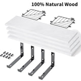 Fixwal 3+1 Tier Bathroom Floating Shelves Over Toilet, 15.8in Farmhouse Rustic Wood Shelves, Wall Decor for Bathroom, Living Room,Bedroom and Kitchen (White) Fixwal