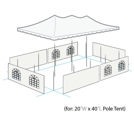 Party Tents Direct 20' x 40' Weekender Canopy Tent with Sidewalls, Easy Up Party Tent for Backyard, Outdoor Tents for Parties, Weddings, Graduations, Banquets, Events, Heavy Duty, PVC White Top Party Tents Direct