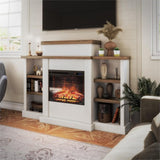 Pemberly Row Electric Fireplace Mantel & Bookcase - Plaster & Walnut Pemberly Row