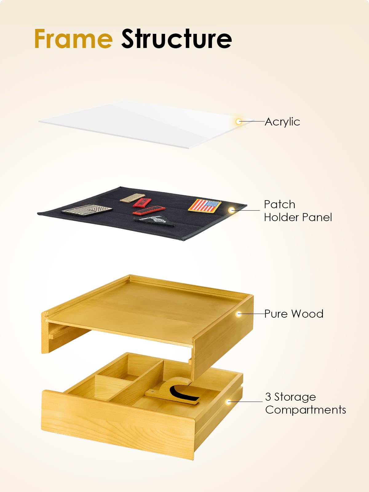 ONETIGRIS Hidden Gun Storage, Concealment Furniture Hidden Gun Safe Concealment Shelf Wall Safe Wooden Photo Frame, Wall Mounted Hidden Compartment Furniture with Patches Display Panel ONETIGRIS