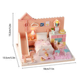 Wooden Dollhouse Kit Miniature Handicraft Assembly Model with LED Lights and Furniture Creative DIY Project for Teens and Adults 18x13.5x13.2cm Keenso