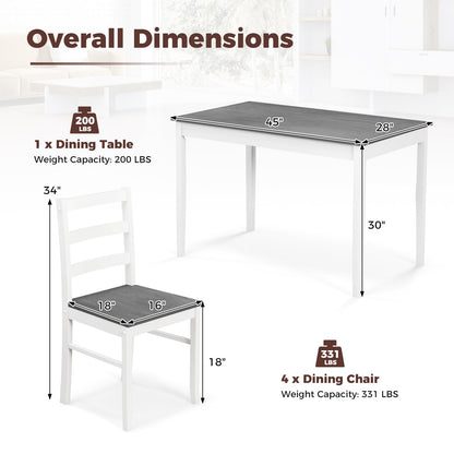 GOFLAME 5 Piece Dining Table Set for 4, Farmhouse Kitchen Table and 4 Chairs with Rubber Wood Legs, Space-Saving Wooden Dinette Set for Small Space, Dining Room, Breakfast Nook, Grey+White - WoodArtSupply