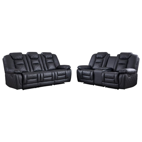 EBELLO Manual Recliner Sofa Set, Faux Leather Reclining Living Room Furniture Set, Included Single Chair and 3 Seat Manual Recliner Sofa, Black(Loveseat+Sofa) EBELLO