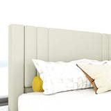 Queen Size Bed Frame, Velvet Upholstered Platform with Headboard, Beige(Beige, Queen (U.S. Standard)) Tyndall