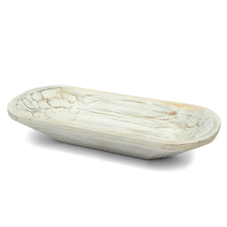 Birdie Designs Dough Bowl For Decor - Wooden Dough Bowl - Wooden Bowls for Decor - Decorative Wooden Bowl - Dough Bowls Large Wooden - Wooden Dough Bowls for Decor - Wood Dough Bowl (Large, White) Birdie Designs