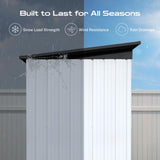 6 x 4 FT Outdoor Storage Shed, Metal Garden Tool Shed with Slooping Roof, Lockable Doors and Aluminum Frames, Easy to Assemble for Garden, Patio, Lawn, White LINKHOO