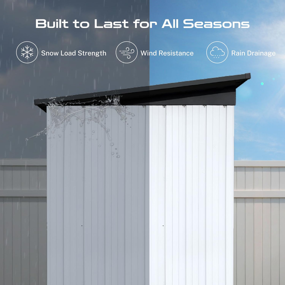 6 x 4 FT Outdoor Storage Shed, Metal Garden Tool Shed with Air Vents & Lockable Doors, Heavy-Duty Waterproof Small Bike shed Easy to Assemble for Garden, Lawn, Patio, Backyard, White LINKHOO