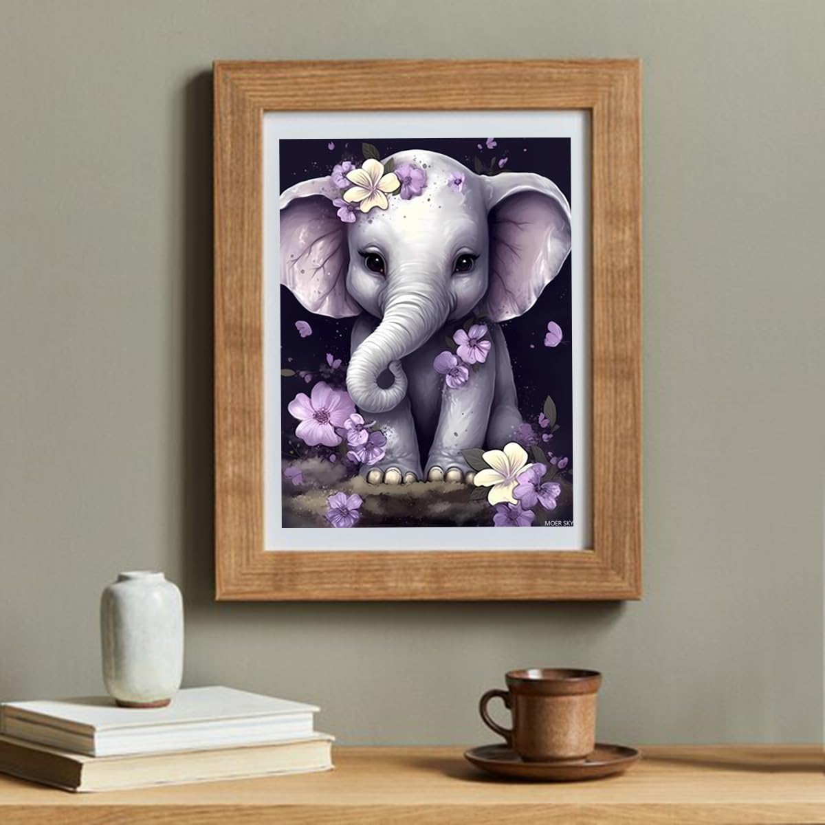 MOER SKY Forest Animals Diamond Painting Kits for Adults Purple Flowers Elephant 5D Gem Art Kit for Adult DIY Home Wall Gift 12x16 inch MOER SKY
