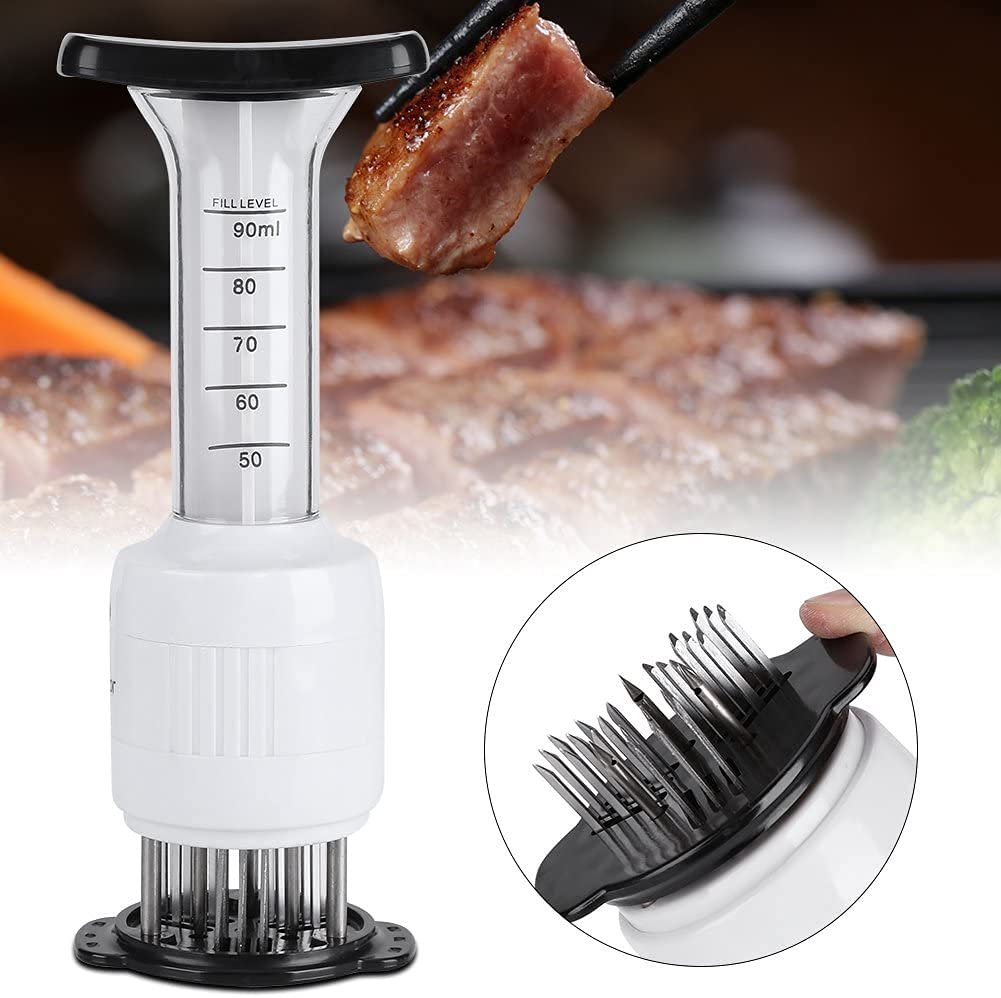GOTOTOP Meat Marinade Tenderizer Needle Injector Steaks Flavor Syringe Cook Kitchen Tool Meat Tenderizer 2.64 x 2.64 x 8.86inch GOTOTOP