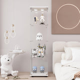 GDJAASJI Glass Display Cabinet with LED Light and Lock, 4-Shelf Curio Cabinets with 5mm Tempered Glass Floor Standing Bookshelf (64" Hx 16.7" W x 14.3" D, White) GDJAASJI