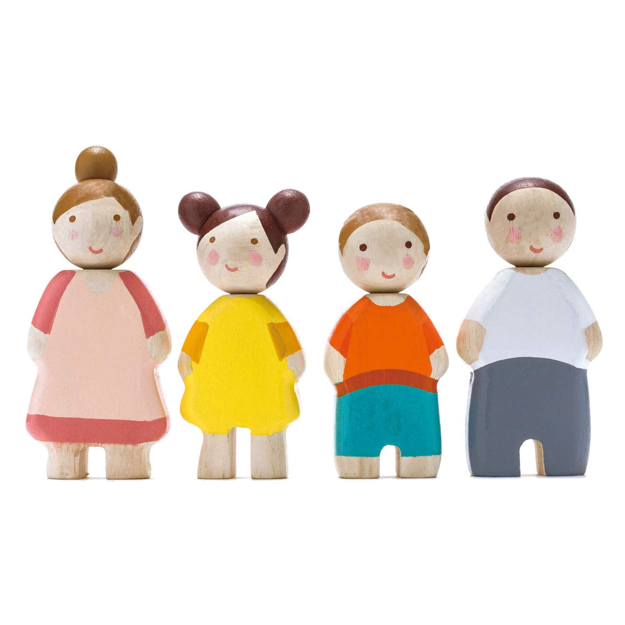 Tender Leaf Toys - The Leaf Family - 4 Pcs Wooden Family Mini Dolls Playset for Children, Kids Miniature Pretend Play Dollhouse Figures, Includes Parents, Sibling - Age 3+ Tender Leaf Toys
