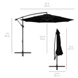 Best Choice Products 10ft Offset Hanging Market Patio Umbrella w/Easy Tilt Adjustment, Polyester Shade, 8 Ribs for Backyard, Poolside, Lawn and Garden - Black Best Choice Products