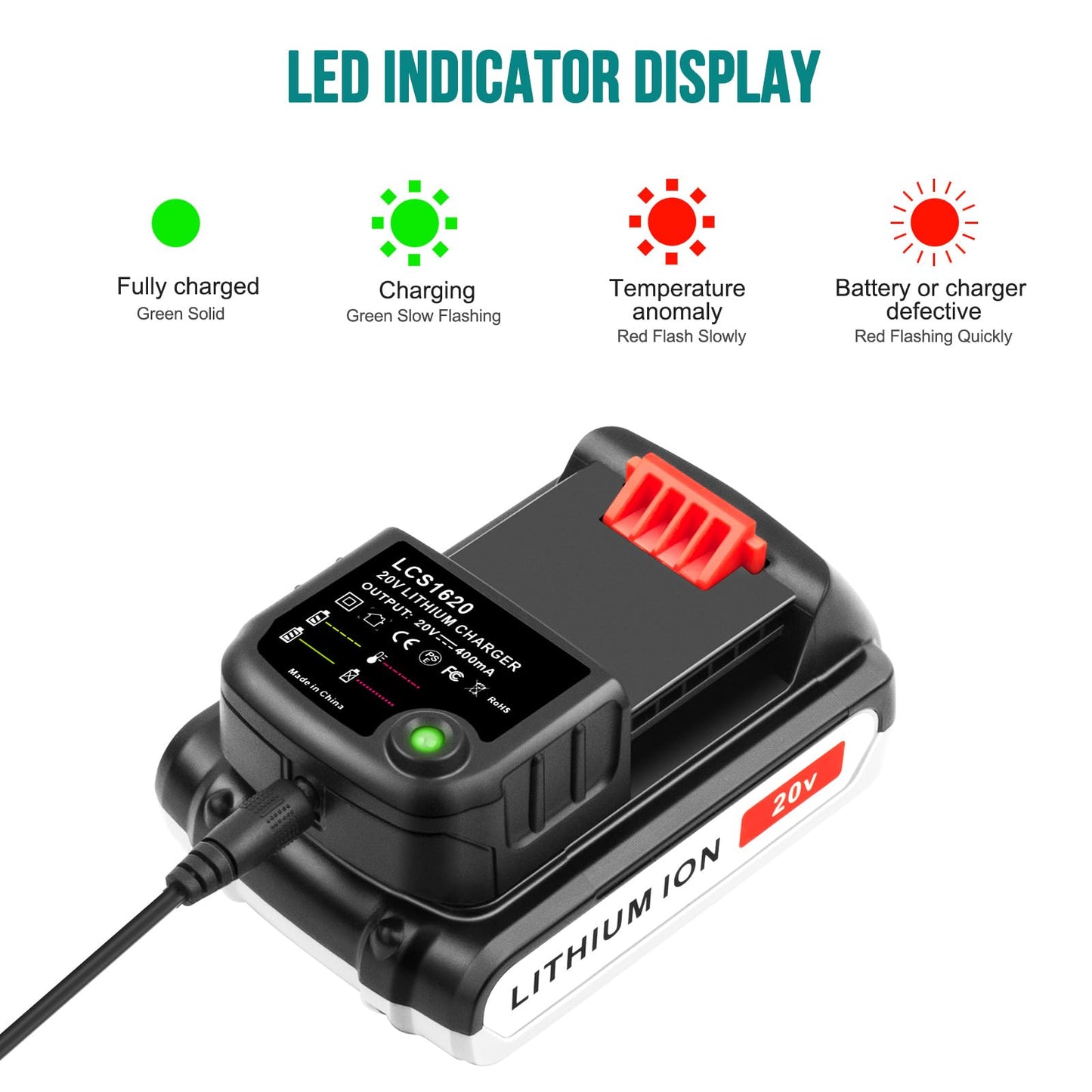 ADVTRONICS 20V Lithium Battery and Charger Replacement for BLACK+DECKER 20V MAX Lithium Ion Battery + Charger LBXR20 LB20 LBX20 LBXR2020-OPE LBX4020 - WoodArtSupply