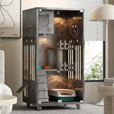 Wooden Cat House Large Space Cat Cage with Scratching Post, Wooden Indoor/Outdoor Cat Enclosure with Wheels, Multi-Feature Enclosed Cat Houses for Indoor Cats Ventilation Glass Doors,50" X 24" X 24" HUATOL