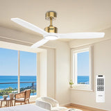 OPONL White Wood Ceiling Fan with Light 52inch, Low Profile, Remote Control, Downrod Mount, Noiseless, Reversible, 6CCT, Dimmable, 6 speeds, Timeable, Ceiling Fans with Lights for Living Room OPONL