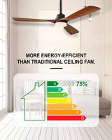 Chriari Modern Ceiling Fans with Lights, 3 Wood Fan Blades, 52" Black with Remote Control, Noiseless Reversible DC Motor for Bedroom/Living Room/Study/Patio Chriari