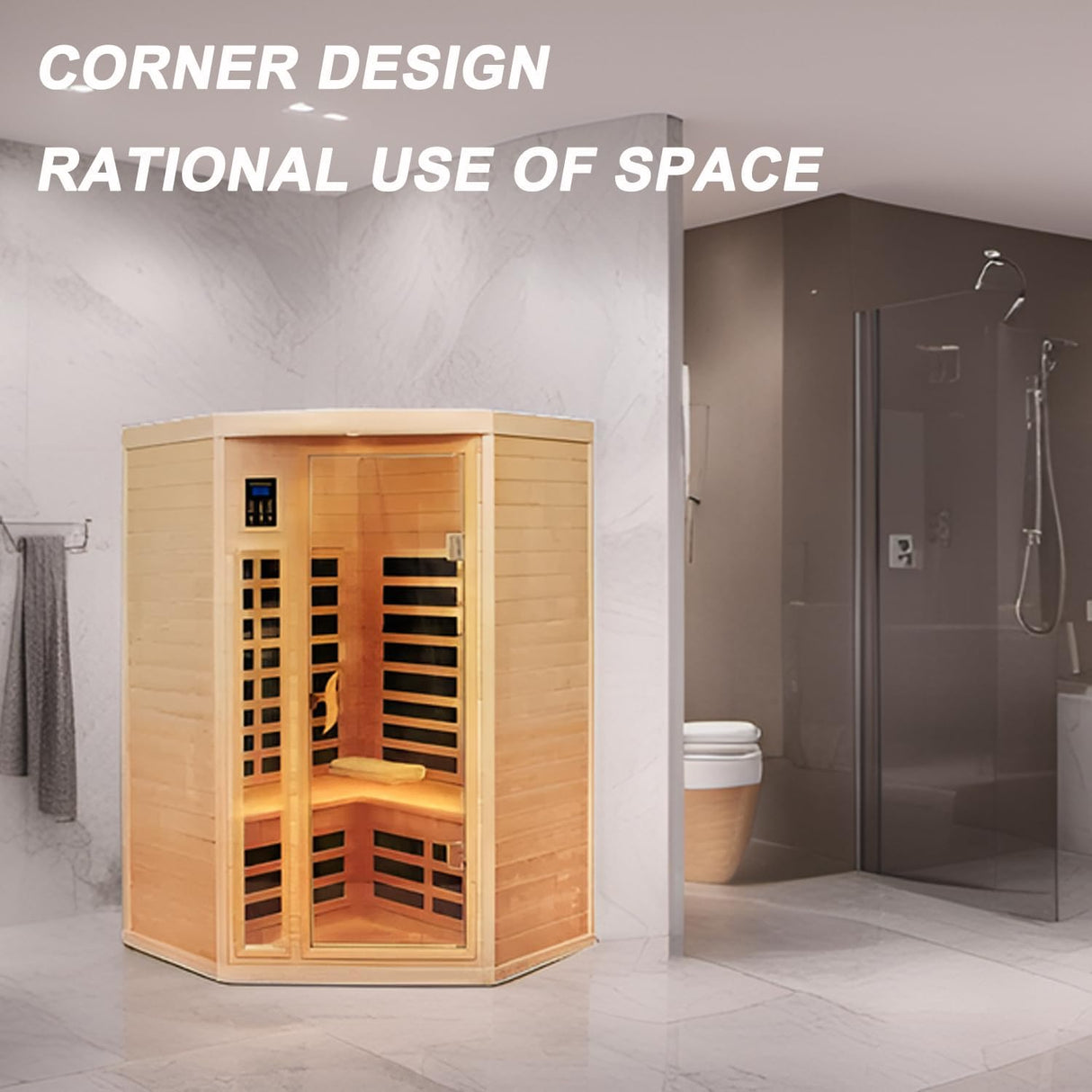 Infrared Sauna Room 2 - 3 People, Hemlock Wooden Sauna, 1600 Watts, 2 person infrared saunas for home Heat Dry Sauna, LCD Control of Temperature, Time, Light and Bluetooth indoor saunas for the home ChiefCarOfficer