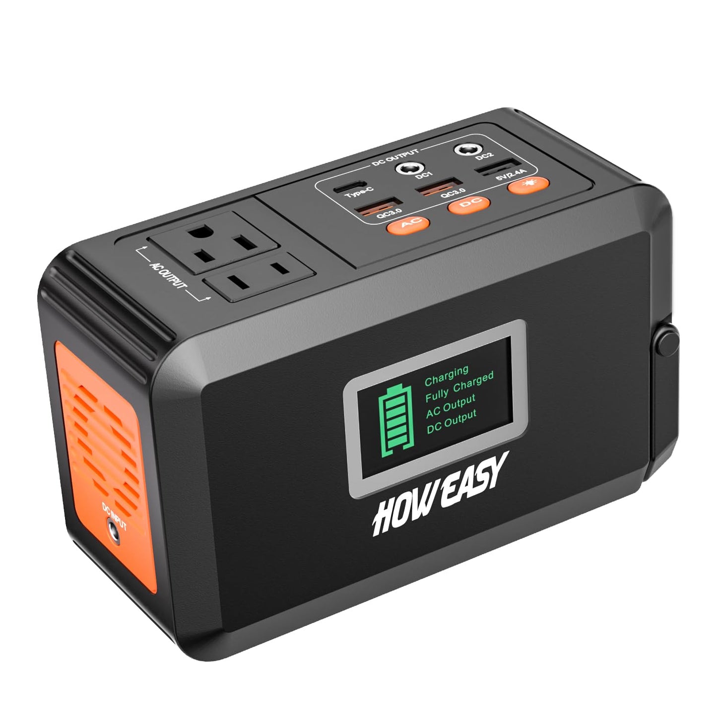 HOWEASY 120W Portable Power Station, 88Wh Solar Generator, Lithium Battery Power with 2 110V AC (Peak 150W) Socket/ 2 DC Ports/3 USB QC3.0/LED Light for Outdoor Camping Trip Hunting Emergency - WoodArtSupply