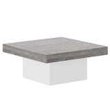 Tribesigns Square LED Coffee Table Grey and White Engineered Wood Coffee Table Low Coffee Table for Living Room Rustic Farmhouse Coffee Table Tribesigns