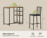 Gizoon Retro Dining Table Set for 2 with 3 Storage Shelves and PU Cushion Chairs Gizoon