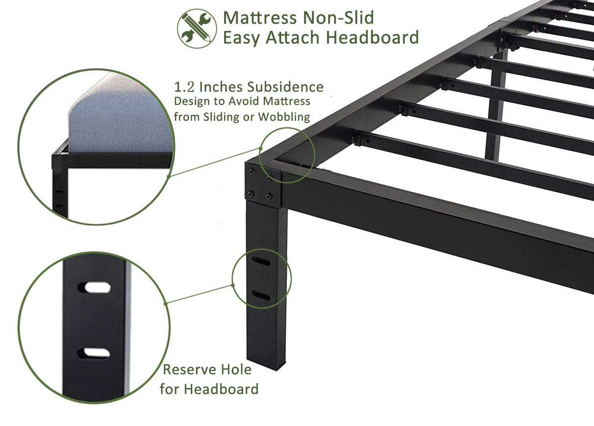 45MinST 14 Inch Platform Bed Frame/Easy Assembly Mattress Foundation / 3000lbs Heavy Duty Steel Slat/Noise Free/No Box Spring Needed, King 45MinST
