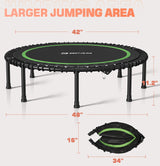 BCAN 48" Adult Fitness Trampoline with Durable Bungees, Stable & Quiet Exercise Rebounder,Great Mini Trampoline for Indoor/Garden Workout - Green BCAN