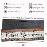 Farmhouse Family Wall Decor Rustic Wood Hanging Wall Art - Bless This Home And All Who Enter - Family Signs for Home Decor Inspirational Quotes for Hallway, Kitchen, Living Room 16"x5" SAC SMARTEN ARTS