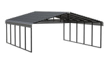 Arrow Carports Galvanized Steel Carport, Double Car Metal Carport Kit, 20' x 24' x 9', Charcoal Arrow Shed