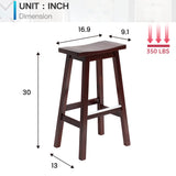 PayLessHere Bar Stools Set of 2 for Kitchen Counter Solid Wooden Saddle Stools 30-Inch Height Home Furniture Barstool, Brown PayLessHere