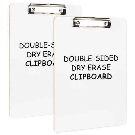 Macroclo Dry Erase Clipboard 2 Pack, Hardboard Clip Board 8.5x11 for Classroom, Students, Kid, A4 Clipboards Size 9" x 12.5",Double-Sided White Board, with Low Profile Clip, Office & School Supply. Macroclo
