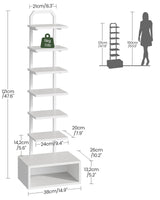 CHOEZON 8-Tier Bookshelf, LED Bookcase with Semi-Open Bottom, Small Space Standing Shelf with Lights, Corner Storage Stand, for Living Room, Home Office, Bedroom, White TSJ08DWB CHOEZON
