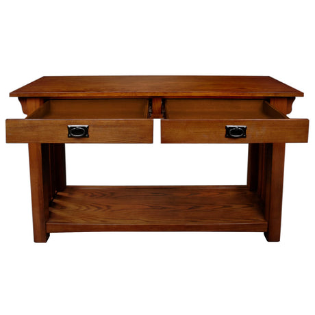 Leick Home 8233 Mission Console Table for Entryway, Wood Sofa Table, Made with Solid Wood, for Living Room, Hallway, Office, Bedroom, Medium Oak Finish Leick Home