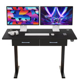 Our Modern Space 2-Drawer Height Adjustable 45" Electric Standing Desk - Upgraded Ultra Durable Home Office Large Rectangular Computer Table or Laptop Sit Stand Workstation - Black Our Modern Space