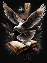 NWQZBYHT Religious Cross 5D Diamond Painting Kits for Adults,Bird Diamond Art Kits for Adults,DIY Round Full Drill Gem Art Kits for Beginner,Diamond Dots Picture Crafts Home Wall Decor 12x16 Inch NWQZBYHT