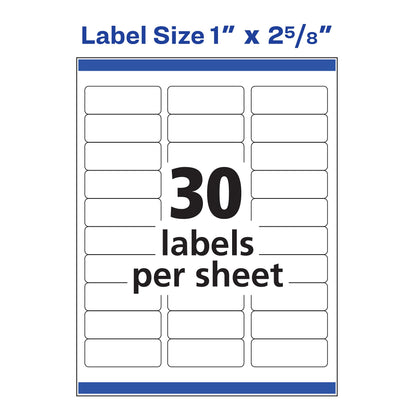 Avery Easy Peel Printable Address Labels with Sure Feed, 1" x 2-5/8", White, 750 Blank Mailing Labels (08160)