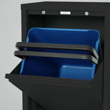 Tilt-Out Trash Can Cabinet with 2 Garbage Cans - Waste Storage Solution for Kitchen and Garage | Tilt Out Trash Can Cabinet | Garbage Can Cabinet | kitchen Garbage Can Holder (Black, 2 Buckets) European Furniture