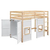 Harper & Bright Designs Twin Size Loft Bed with Storage Wardrobe and Playhouse Create a Fun Sleep Space for Kids in Natural & White Harper & Bright Designs