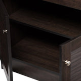 BAXTON STUDIO Wholesale Interiors Agni Buffet and Hutch Kitchen Cabinet, Dark Brown Baxton Studio