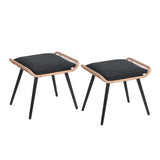 JOIVI Outdoor Wicker Ottoman Set of 2, Patio Rattan Ottomans with Seat Cushions, 2 Pieces Footstool Footrest Seat for Outside Garden, Balcony, Living Room, Black JOIVI