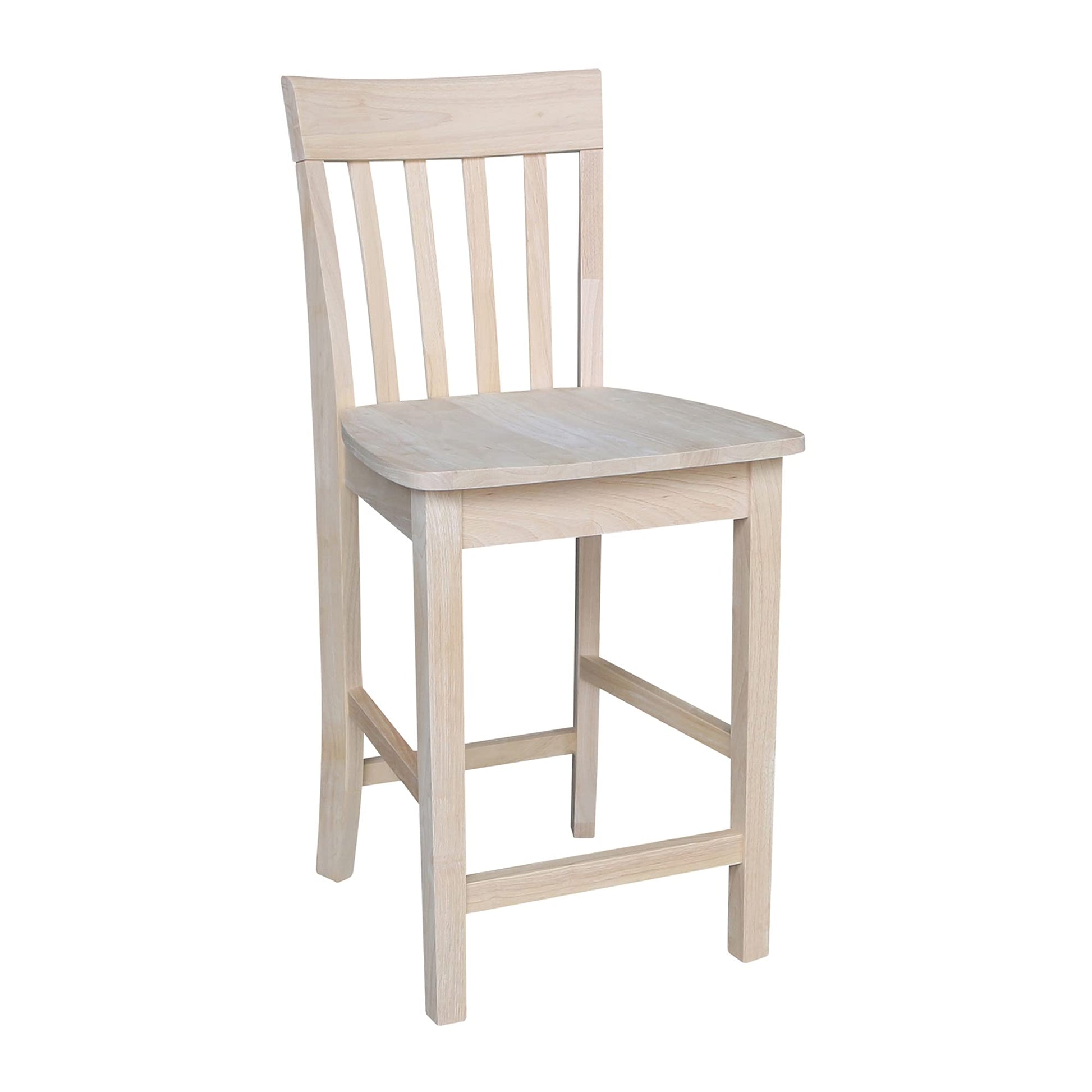 International Concepts Slat Back Stool, 24-Inch SH, Unfinished - WoodArtSupply