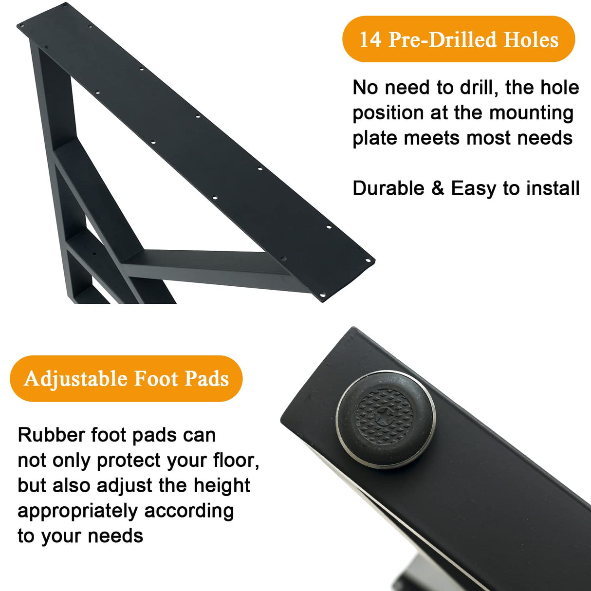 MinWadil 2PCS 28" H x 20" W Black Cast Iron Metal Table Legs, Industrial Modern DIY Furniture Legs for Work, Dining, Outdoor, Kitchen, Computer Tables & Benches MinWadil