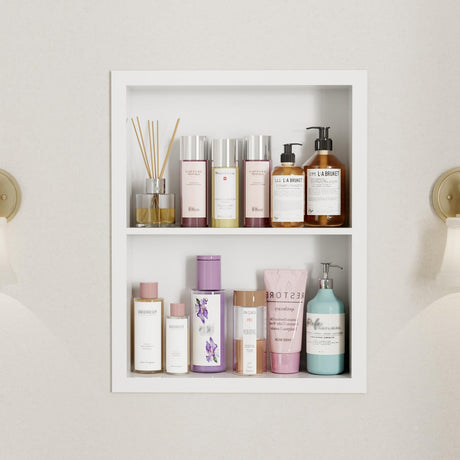 Oenalw 14x18 Medicine Cabinet Recessed Stainless Steel, 2-Tier, Medicine Cabinet Organizer,Stainless Steel Wall Niche, Bathroom Wall Cabinet, Recessed Bathroom Cabinet, Cabinet recessed Wall Cabinet Oenalw