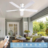 NKPU 52 Inch White Modern Ceiling Fans with Lights, Low Profile Ceiling Fan and Remote Control, DC Reversible Motor, Dimmable LED Ceiling Fans for Bedroom,Indoor/Outdoor Patio Use NKPU