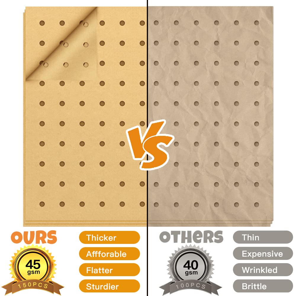 Air Fryer Disposable Parchment Paper Liners: 150pcs Airfryer Liners 9x11 Inch Perforated Rectangular Paper Sheets Basket Liner Accessories For Toaster Oven Xl Air Fryer dcosok