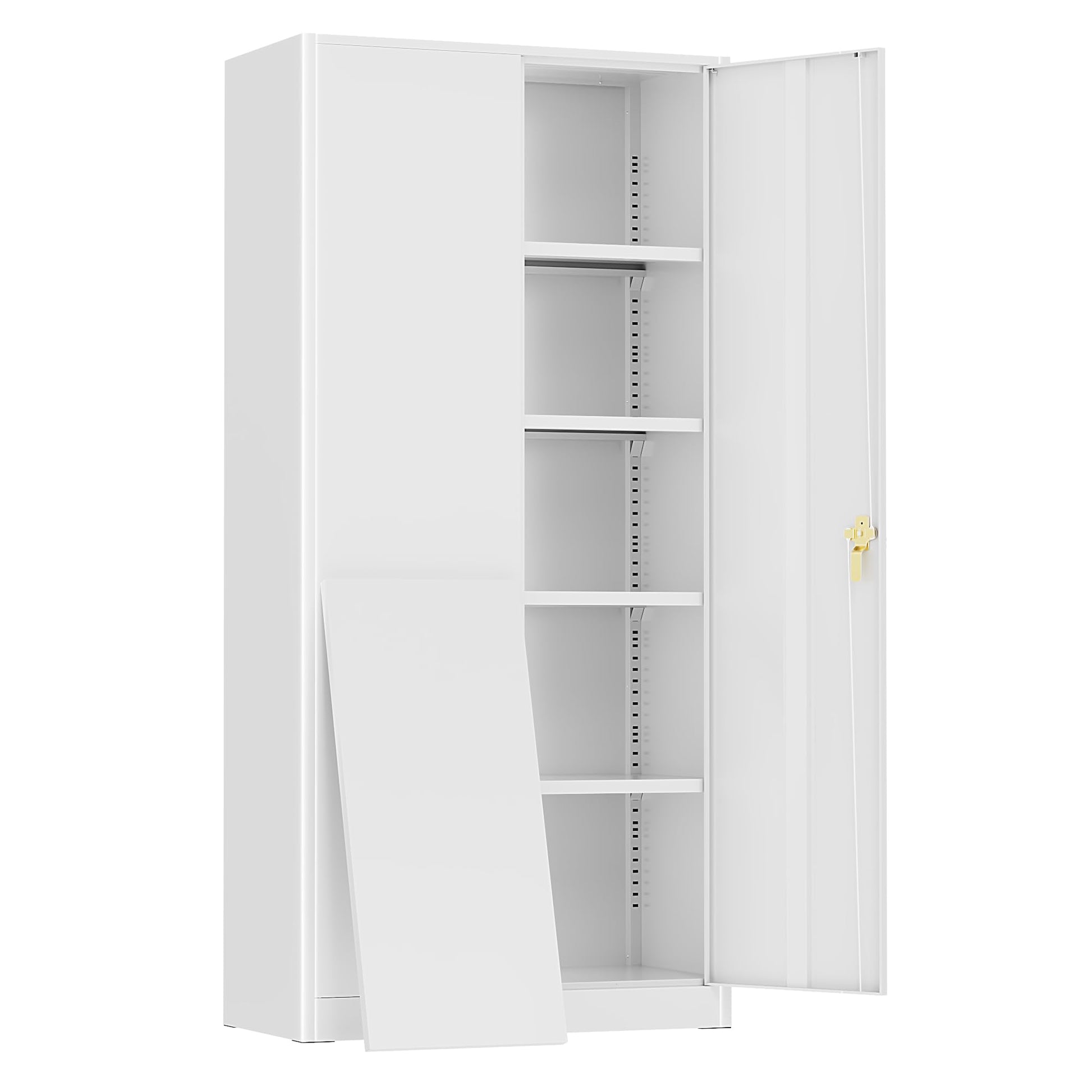 Oakmont Metal Storage Cabinet for Tool Organization, 72" Lockable Garage Storage Cabinets with 2 Doors and 4 Adjustable Shelves, Locking File Cabinet for Office, Home, School (72“-White) - WoodArtSupply